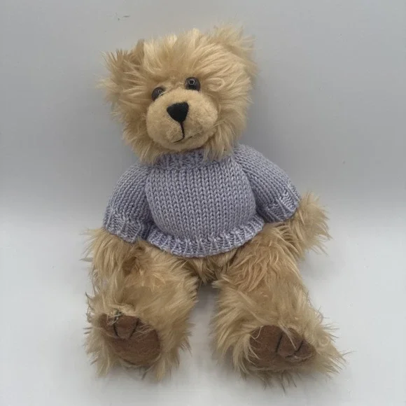 The Healing Garden Plush Teddy Bear Lavender Knit Sweater‎ 10" Fluffy Soft Toy - Picture 2 of 8